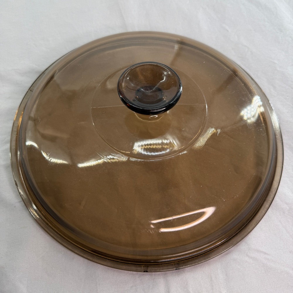 Pyrex Vision Amber Glass Lid Replacement 10 Inch Round Brown Cookware Cover 30